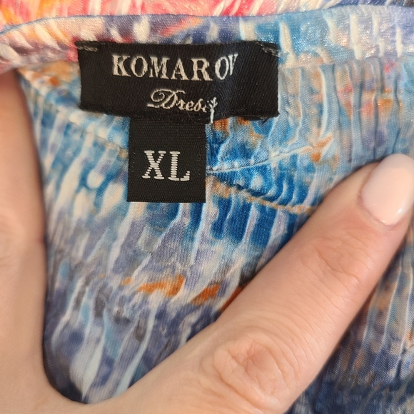 Komarov Charmeuse Floral Cap Sleeve Midi Dress - Picture 6 of 6